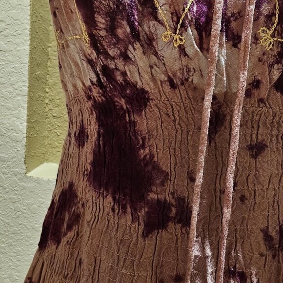 Fashion Terminal Tie-Dye Boho Spaghetti Strap Sundress W Embroidered Details S - Picture 7 of 11